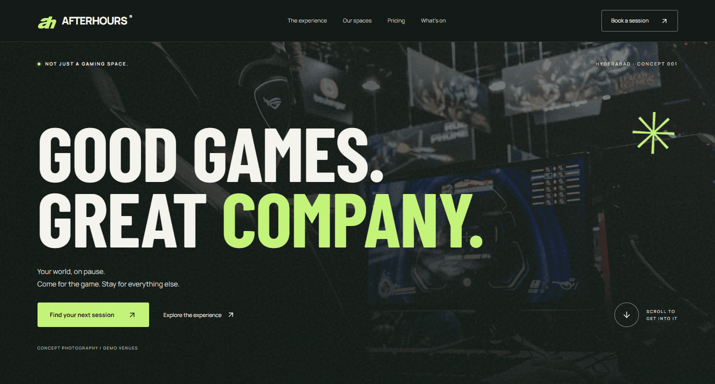 Afterhours website design